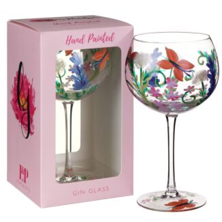 Hand Painted Botanicals & Butterflies Gin Glass