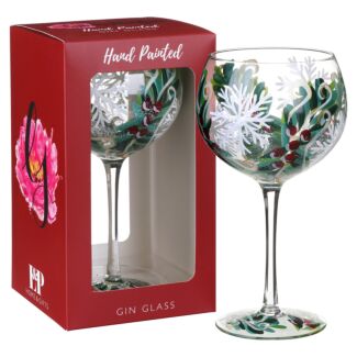 Hand Painted Snow Flake Gin Glass 