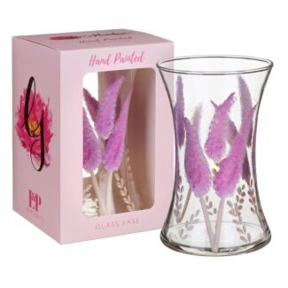Hand Painted Purple Pampas Hourglass Vase