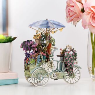 “Flower Seller’s Bike” Blue 3D Birthday Card