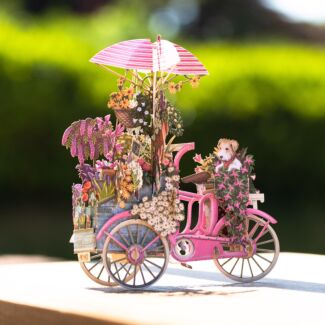 “Flower Seller’s Pink Bicycle” 3D Birthday Card