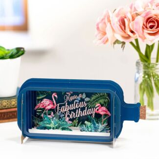 Have A Fabulous Birthday Flamingo Message In A Bottle Card