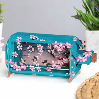 Cherry Blossom and Swallows Message In A Bottle Card