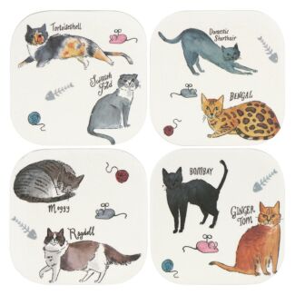 Curious Cats Bamboo Set of 4 Coasters