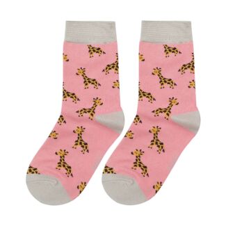 Light Pink Giraffes Girls Bamboo Socks