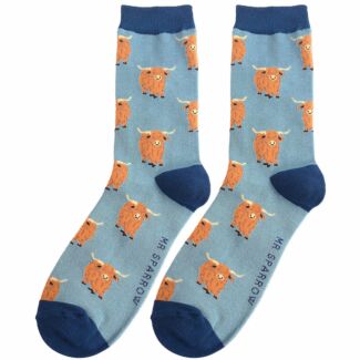 Blue Highland Herd Men’s Bamboo Socks