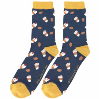 Navy Takeaway Coffee Men’s Bamboo Socks