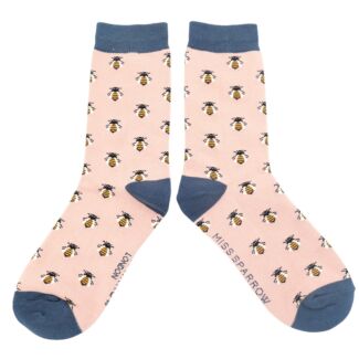 Dusky Pink Honey Bee Women’s Bamboo Socks