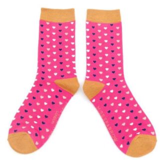 Hot Pink Hearts Women’s Bamboo Socks