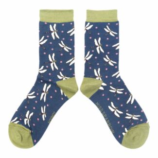 Navy Dragonflies Women’s Bamboo Socks