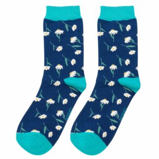 Navy Daisies Women’s Bamboo Socks