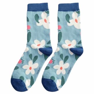 Duck Egg Falling Daisies Women’s Bamboo Socks