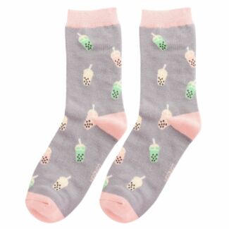Grey Bubble Tea Women’s Bamboo Socks
