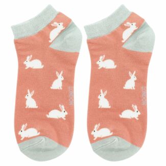 Dusky Pink Rabbit Women’s Bamboo Trainer Socks