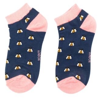 Navy Honey Bee Women’s Bamboo Trainer Socks