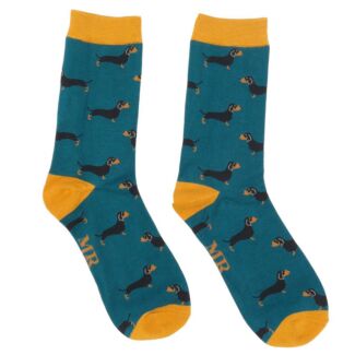 Teal Sausage Dogs Men’s Bamboo Socks