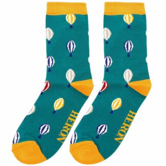 Teal Hot Air Balloons Men’s Bamboo Socks