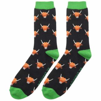 Black Highland Cows Men’s Bamboo Socks
