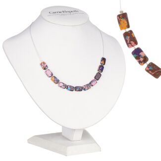 Aubergine Mosaic Rectangles Links Necklace