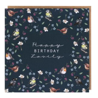 Garden Birds Noir ‘Happy Birthday Lovely’ Birthday Card