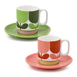 Block Flower Set of 2 Espresso Cups with Saucers