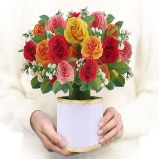 Florever ‘Mixed Roses’ Large Pop-Up Flower Bouquet Card