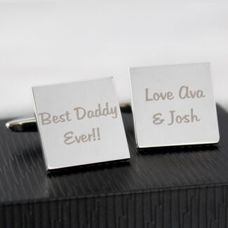 Personalised Any Message 2 Lines Square Cufflinks