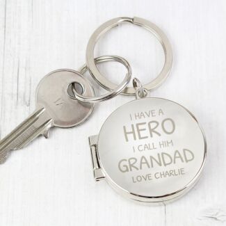 Personalised I Have a Hero Round Photo Keyring