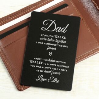 Personalised ‘Of All The Walks’ Black Keepsake Wallet Card