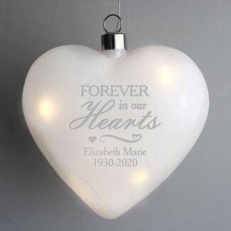 Personalised 'Forever In Our Hearts' LED Hanging Glass Heart