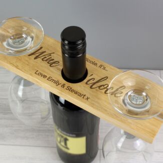 Personalised ‘Wine O’Clock’ Wine Glass & Bottle Butler