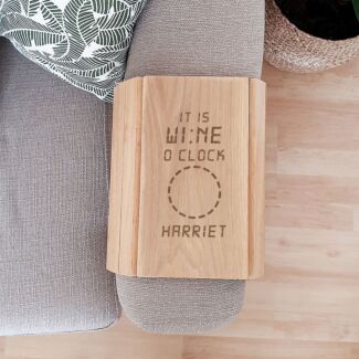 Personalised ‘It is Wine O'Clock’ Wooden Sofa Tray