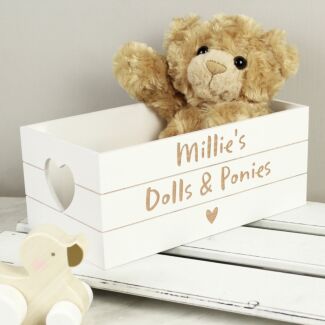 Personalised Free Text Heart White Wooden Crate