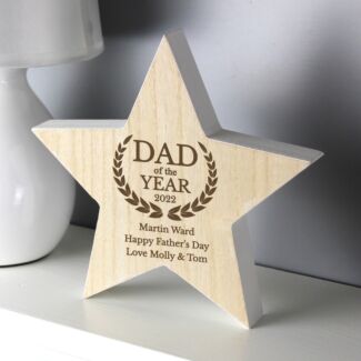 Personalised ‘Dad of the Year’ White Wooden Star