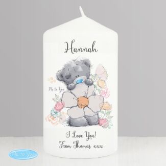 Personalised Floral Pillar Candle