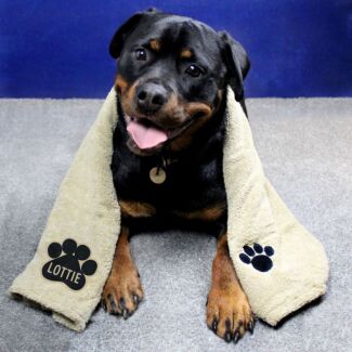 Personalised Paw Print Brown Microfiber Pet Towel