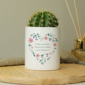 Personalised ‘Free Text’ Floral Heart Ceramic Storage Pot