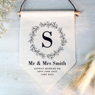 Personalised ‘Floral Leaf’ Hanging Decorative Banner