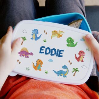 Personalised Dinosaur ‘Name Only’ Blue Lunch Box