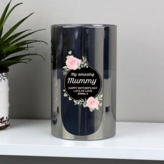 Personalised Floral Smoked Glass Jar LED Candle