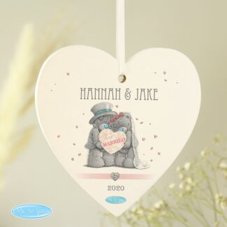 Personalised Wedding Couple Wooden Heart Decoration