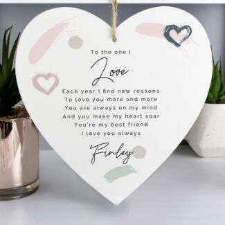 Personalised ‘Love’ Large Wooden Heart Hanging Decoration