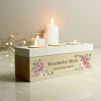 Personalised Floral Watercolour Triple Tealight Holder