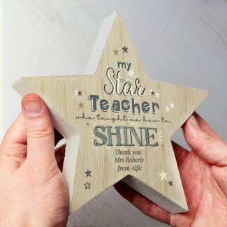 Personalised ‘My Star Teacher’ Rustic Wooden Star Decoration