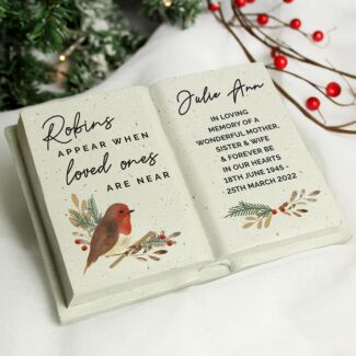 Personalised Robins Appear Memorial Book Ornament