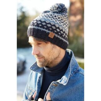 Men’s Nordic Blue Bobble Beanie Hat