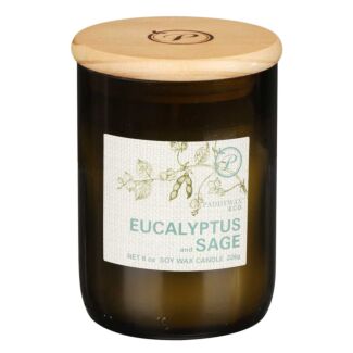 Eco 226g Eucalyptus and Sage Green Recycled Glass Soy Candle