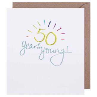 Mimosa 50 Years Young Birthday Card