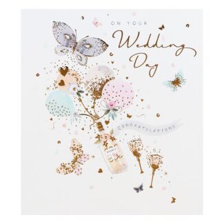 Violet ‘Balloon Bubbly’ Wedding Day Card