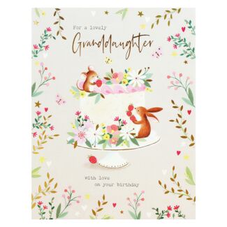 Woodland Wonders Cake Granddaughter Birthday Card